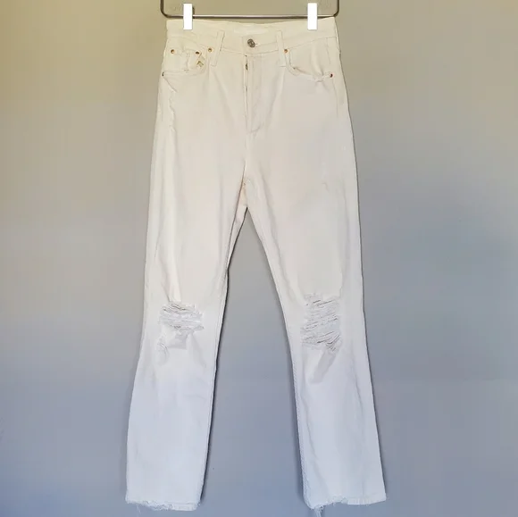 Mother Superior Tomcat Chew Peach Distressed High Rise Jean Size 26